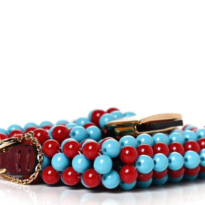 Fendi Glass Beaded Mini Pico Baguette Charm Red Blue 8 of 10