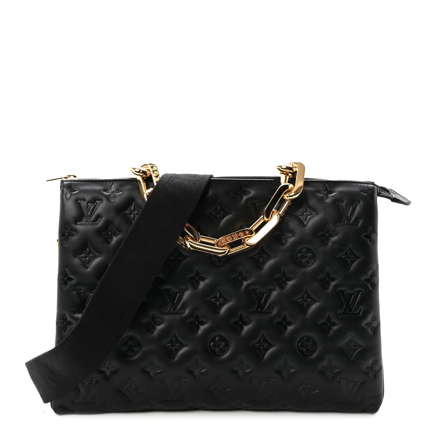 Lambskin Embossed Monogram Coussin MM Black