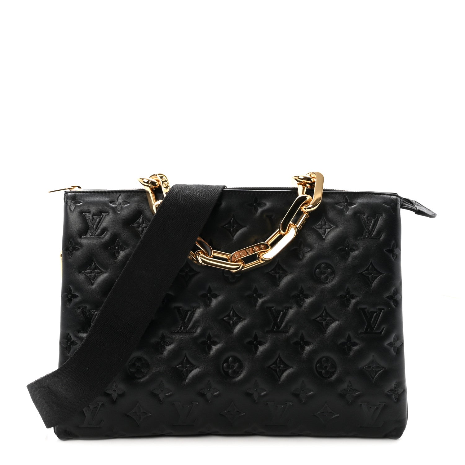Louis Vuitton Lambskin Embossed Monogram Coussin MM Black 1 of 10