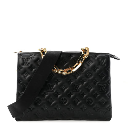 Louis Vuitton Lambskin Embossed Monogram Coussin MM Black 1 of 10