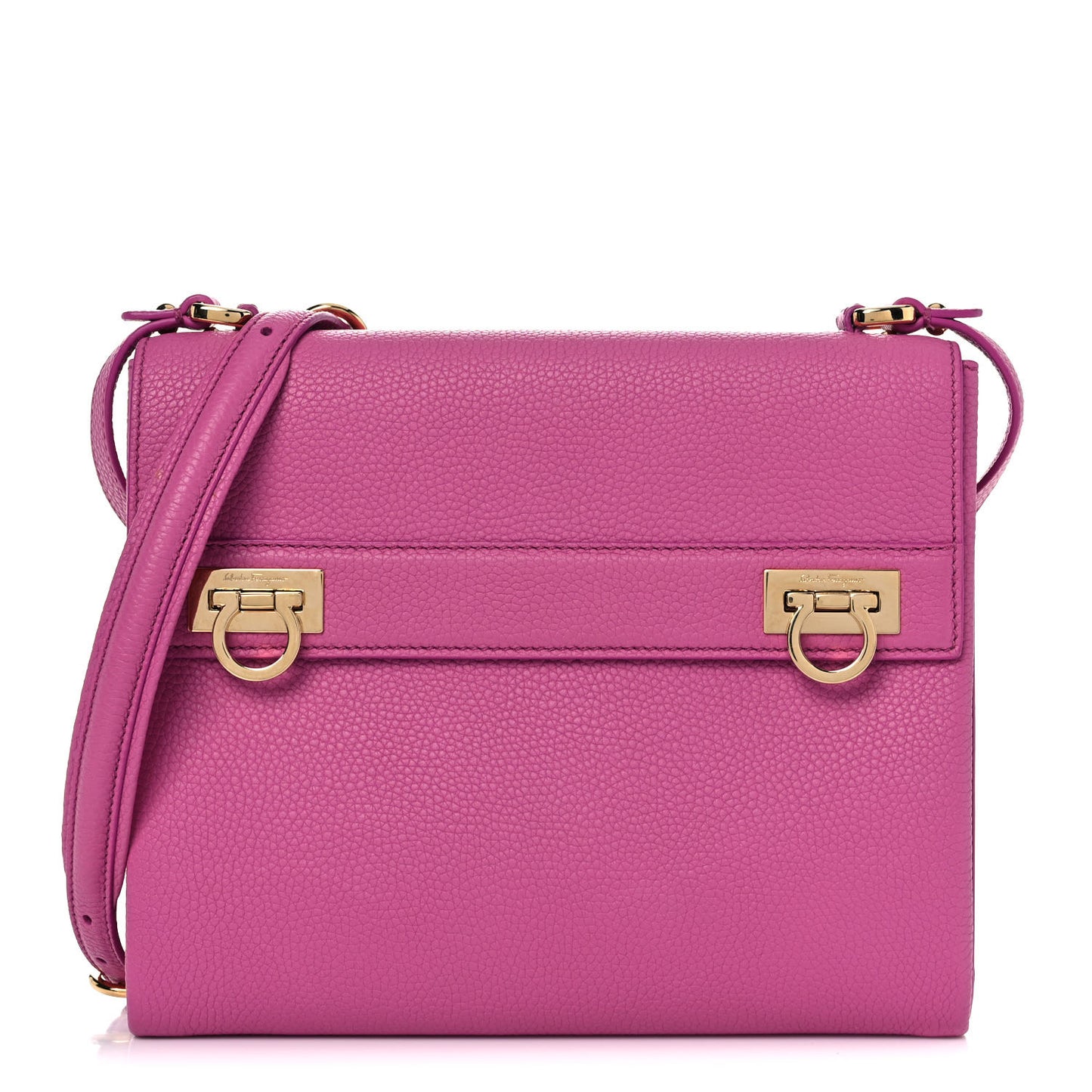 Grained Calfskin Mya Flip Lock Shoulder Bag Pink