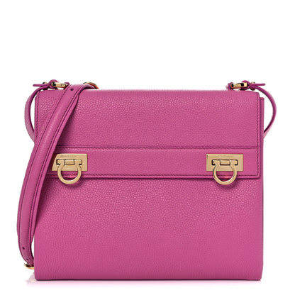 Salvatore Ferragamo Grained Calfskin Mya Flip Lock Shoulder Bag Pink 1 of 14
