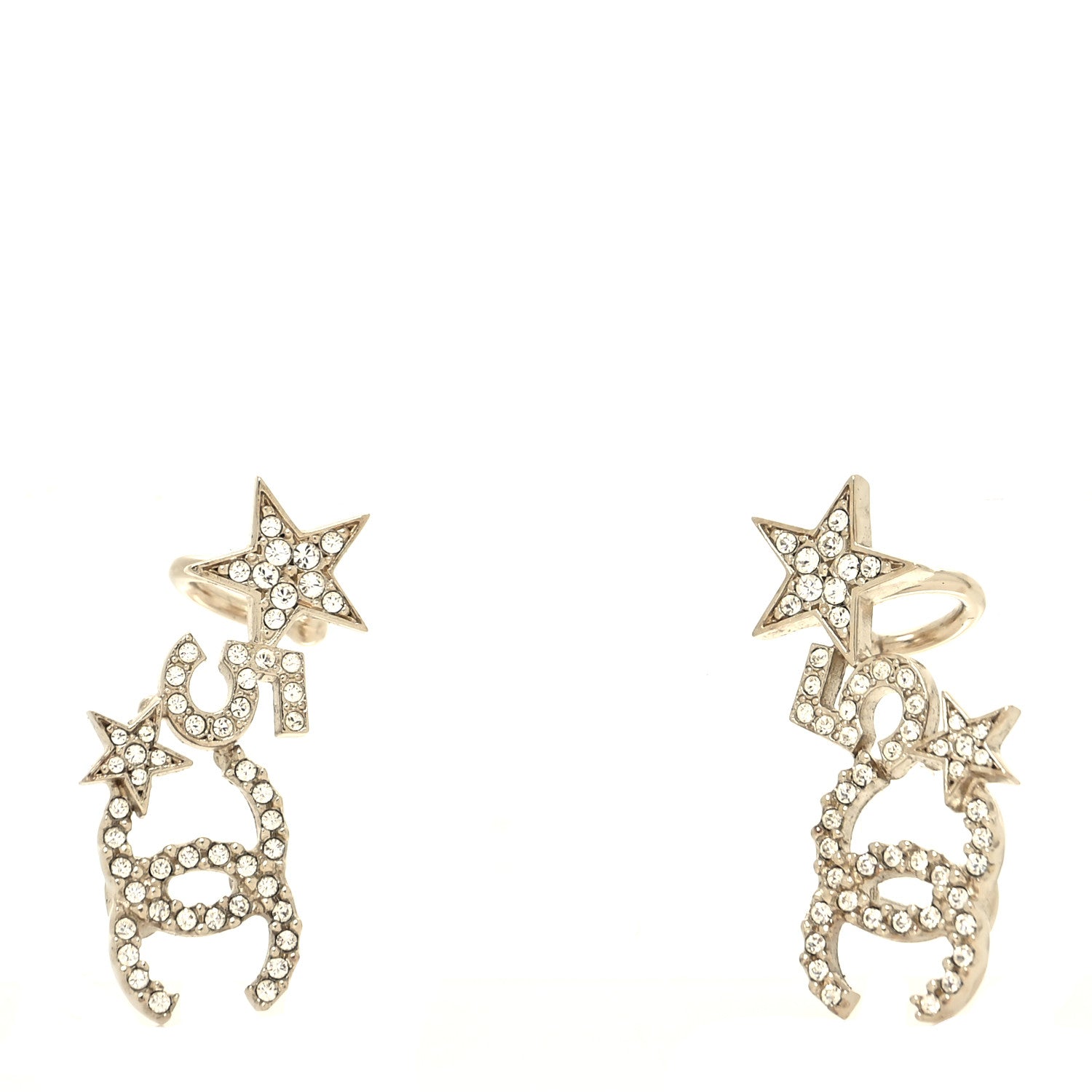 Chanel Crystal Star 5 CC Earrings Gold 1 of 4