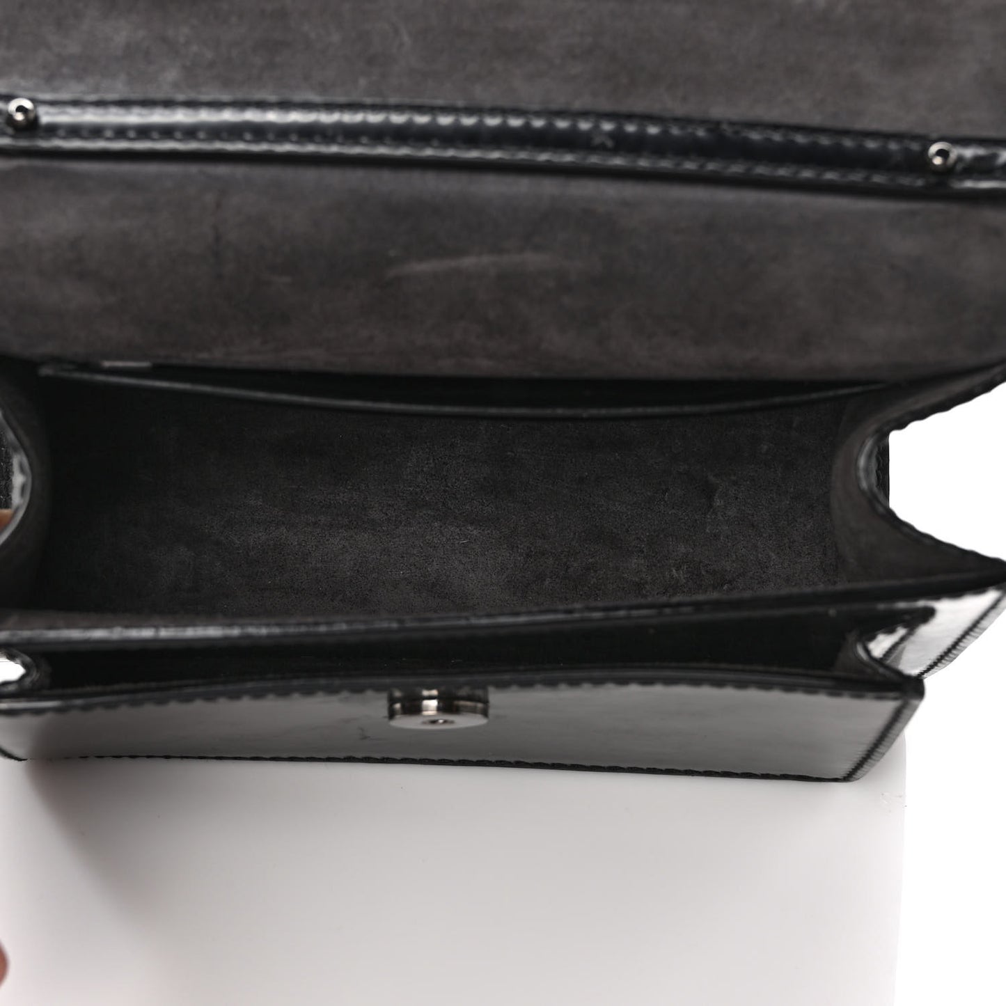 Patent Calfskin Madeline Chain Shoulder Bag Black