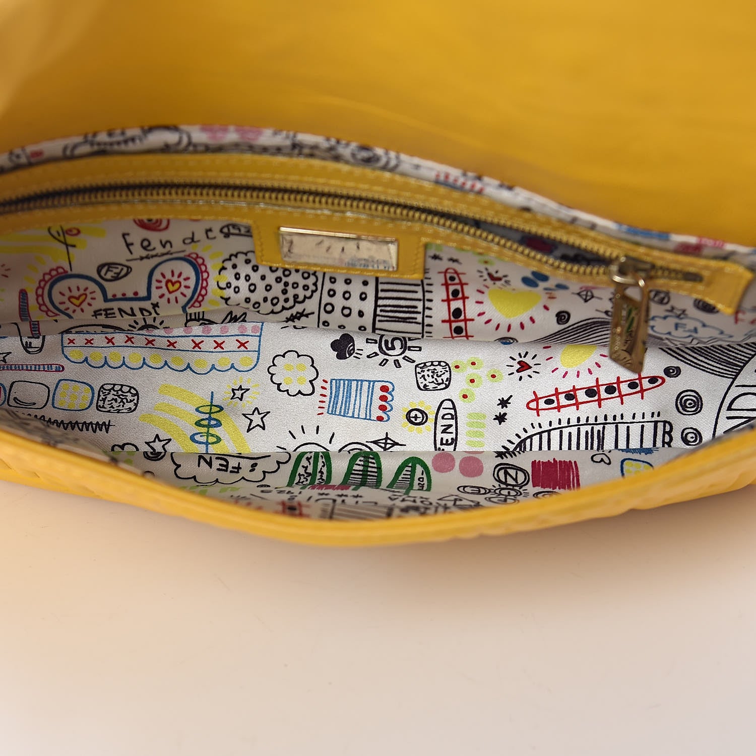 Fendi Nappa Logo Embossed Baguette Lemon Giallo 5 of 17