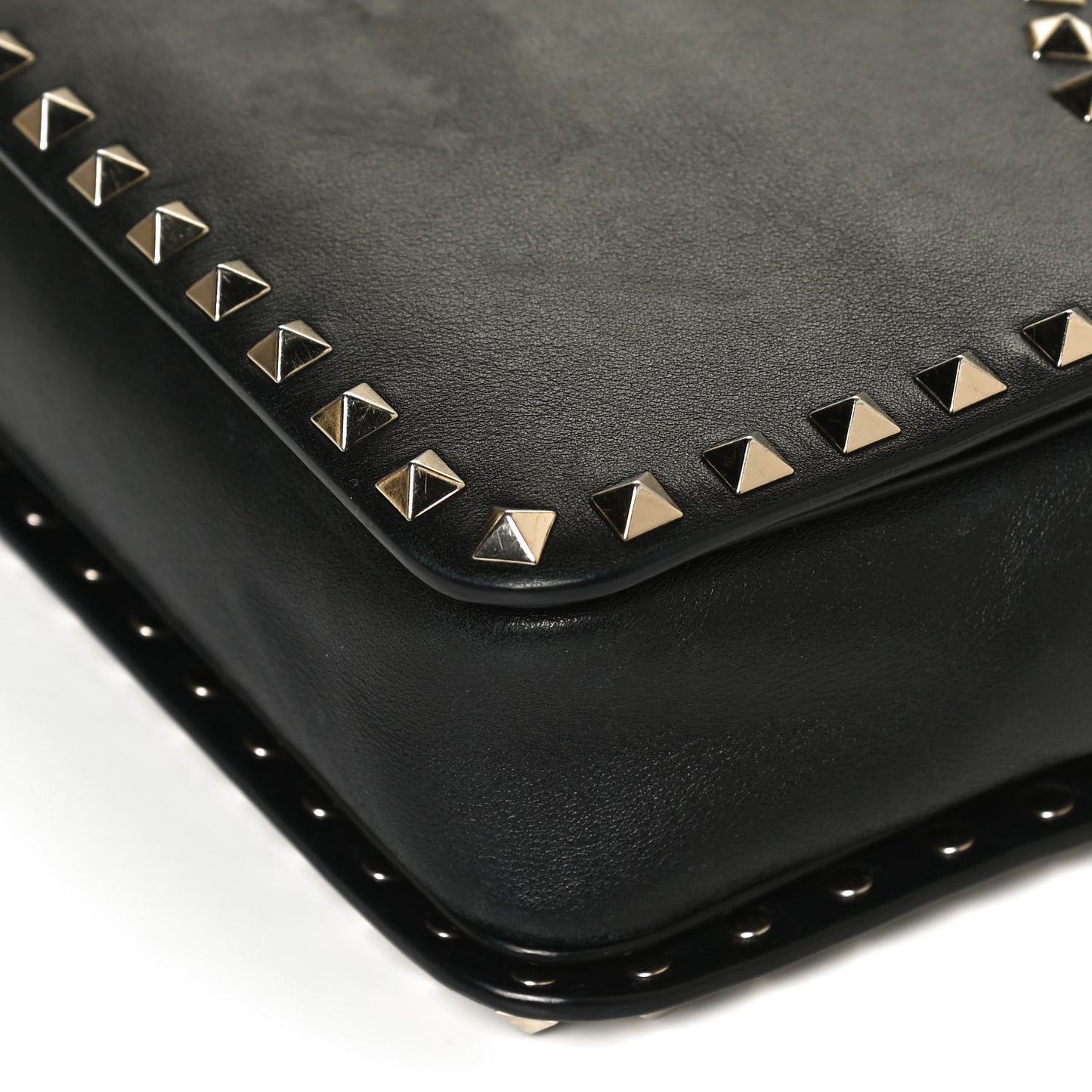 Vitello Rockstud Flip Lock Camera Crossbody Bag Black