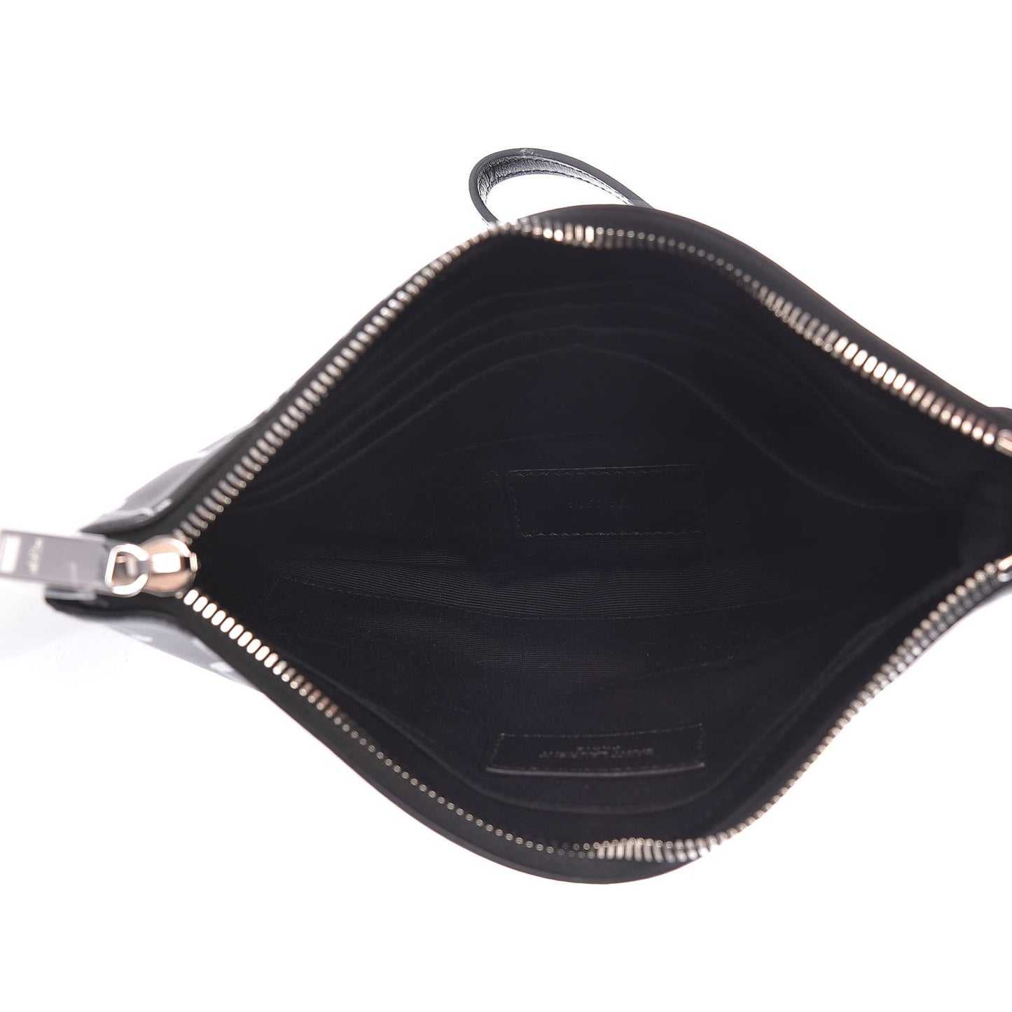 Calfskin Musical Notes Zip Pouch Black
