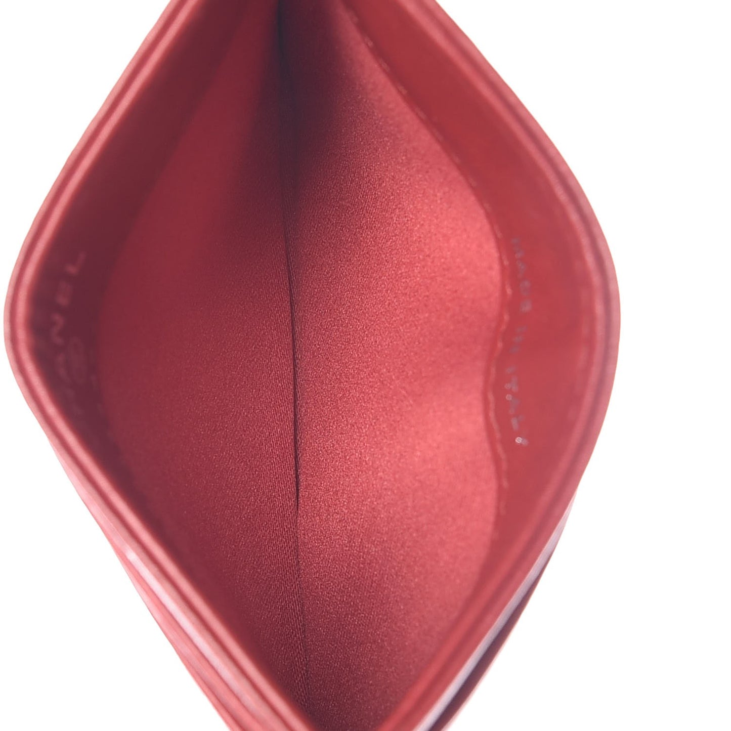 Lambskin Camellia Embossed Card Holder Red