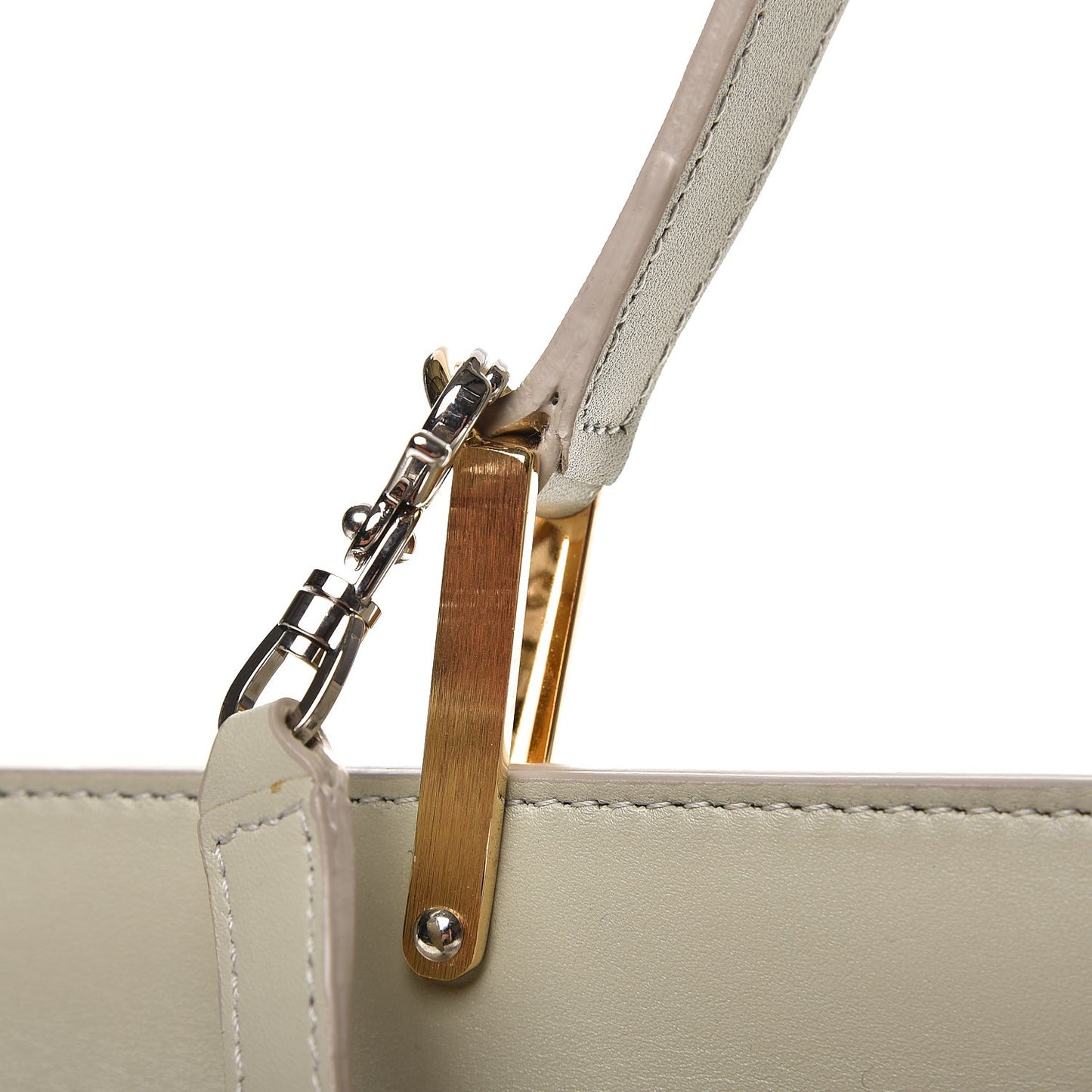 Smooth Calfskin Le Dix M Cartable Shoulder Bag Pearl Grey