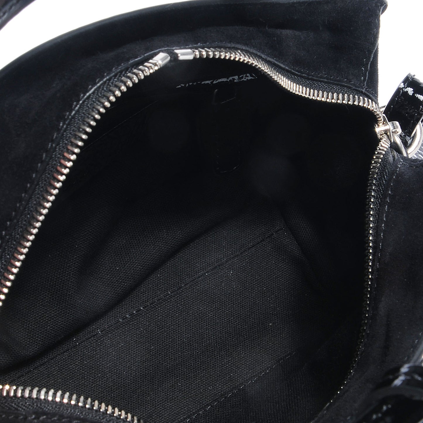 Grainy Patent Suede Mini Eyelet Padlock Black