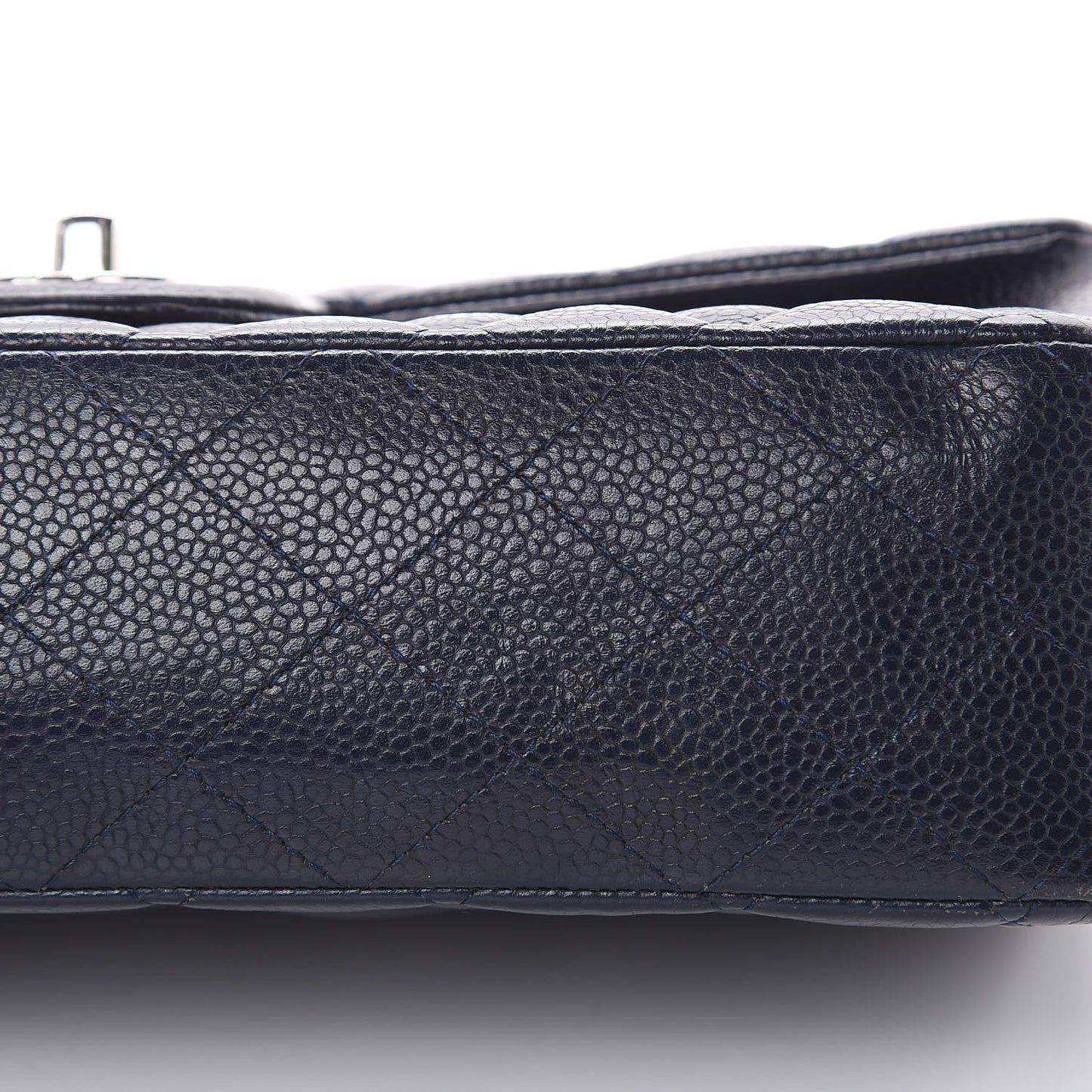 Caviar Quilted Medium Double Flap Dark Blue