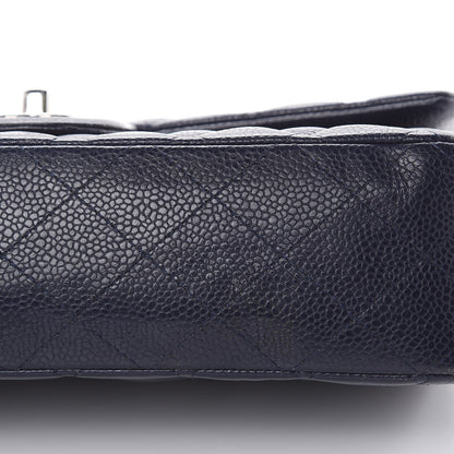 Chanel Caviar Quilted Medium Double Flap Dark Blue 10 of 18