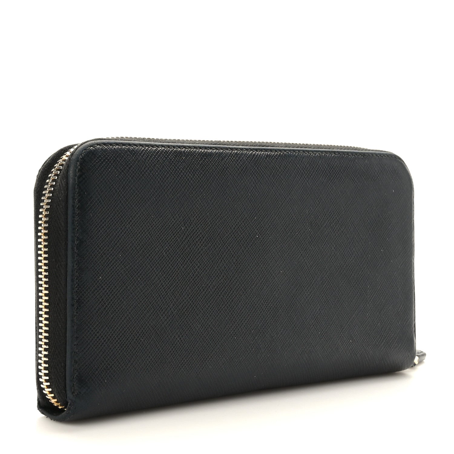Prada Saffiano Metal Zip Around Wallet Black 3 of 7