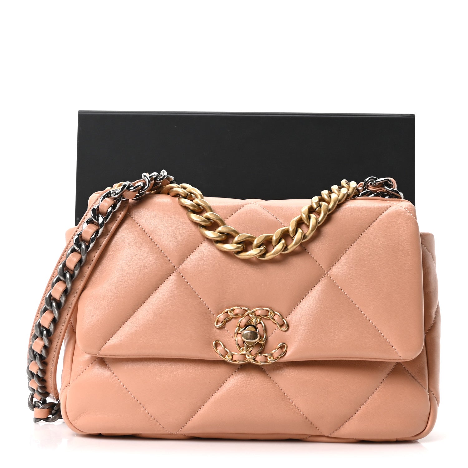 Chanel Lambskin Quilted Medium Chanel 19 Flap Beige 10 of 10
