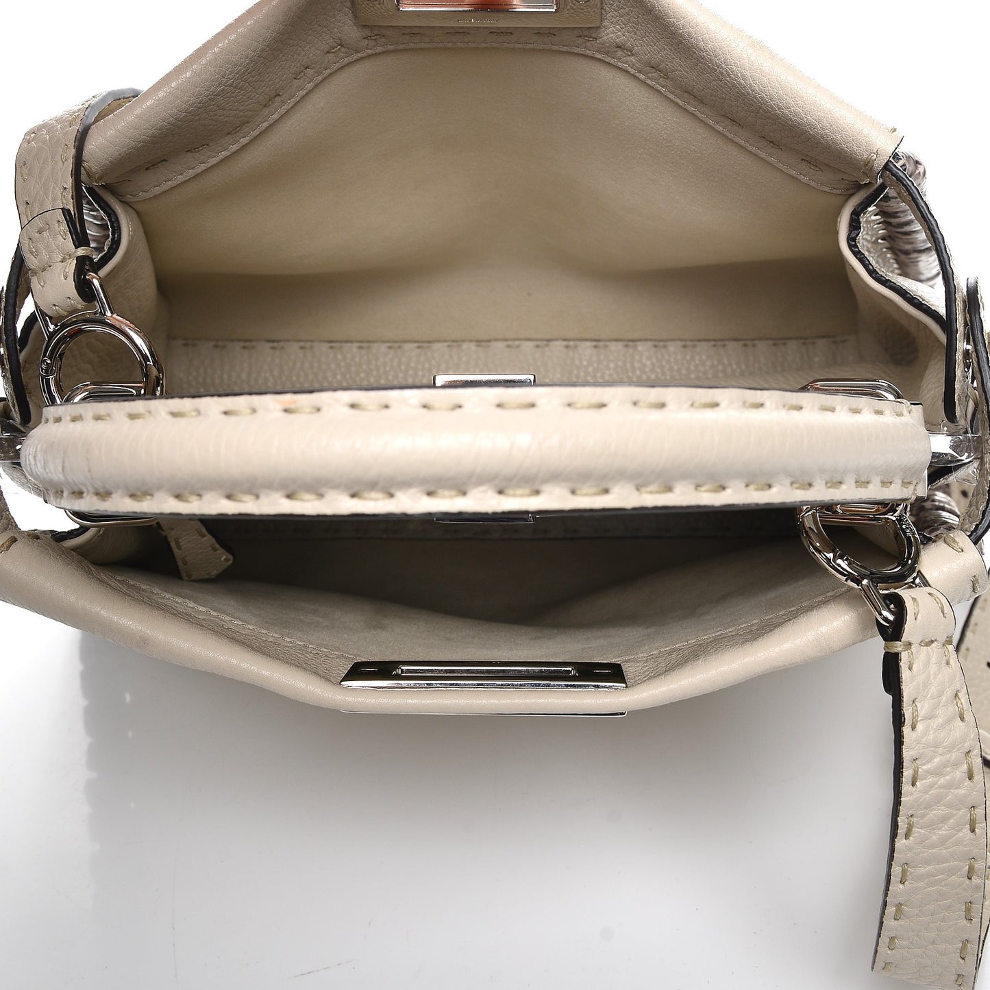 Cuoio Romano Selleria Elaphe Lace Up Medium Peekaboo Iconic Satchel Latte Taupe