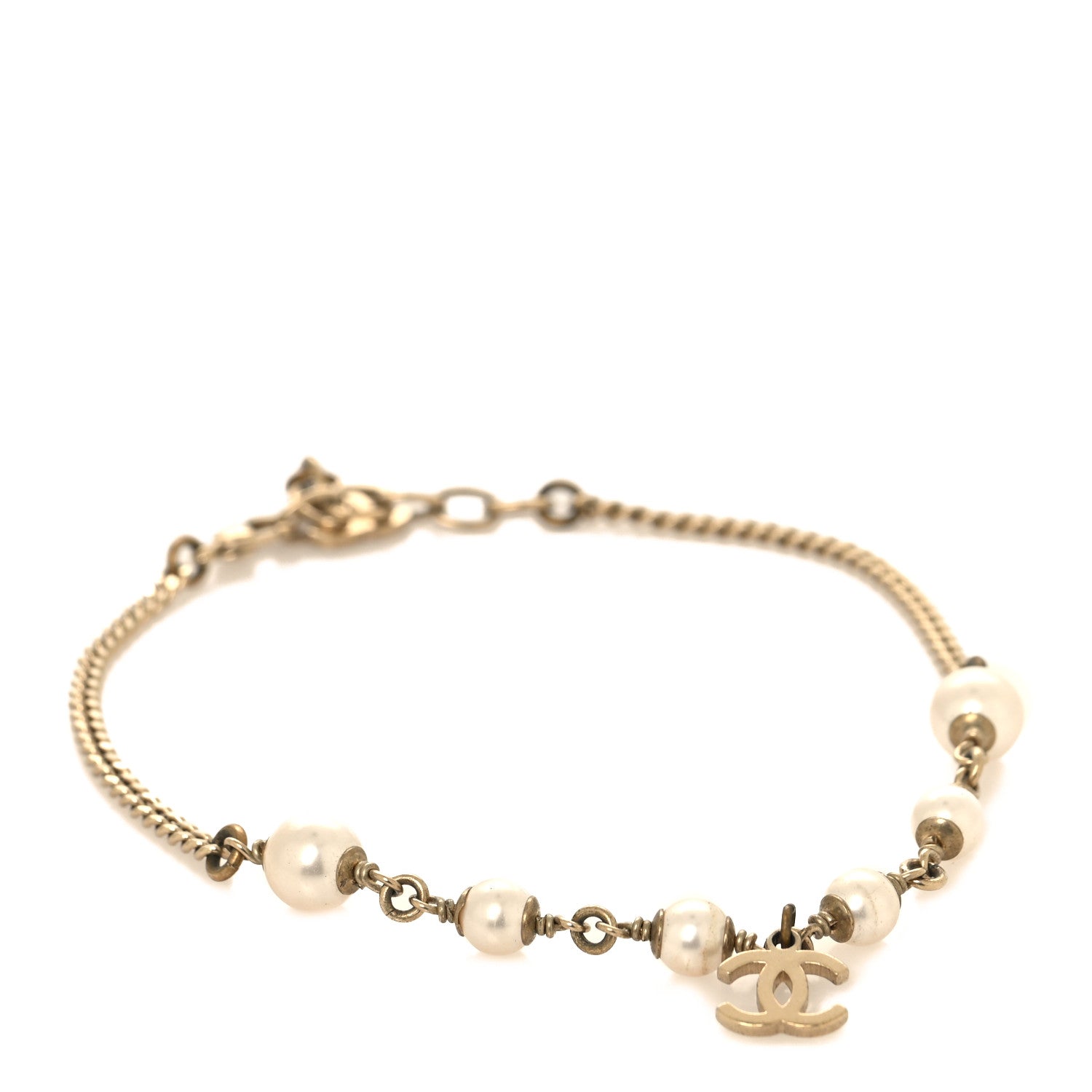 Chanel Pearl CC Chain Anklet Gold Pearly White 2 of 8