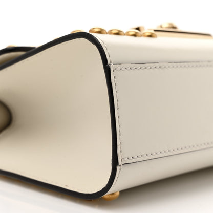 Gucci Calfskin Floral Embroidered Small Padlock Shoulder Bag White 9 of 11