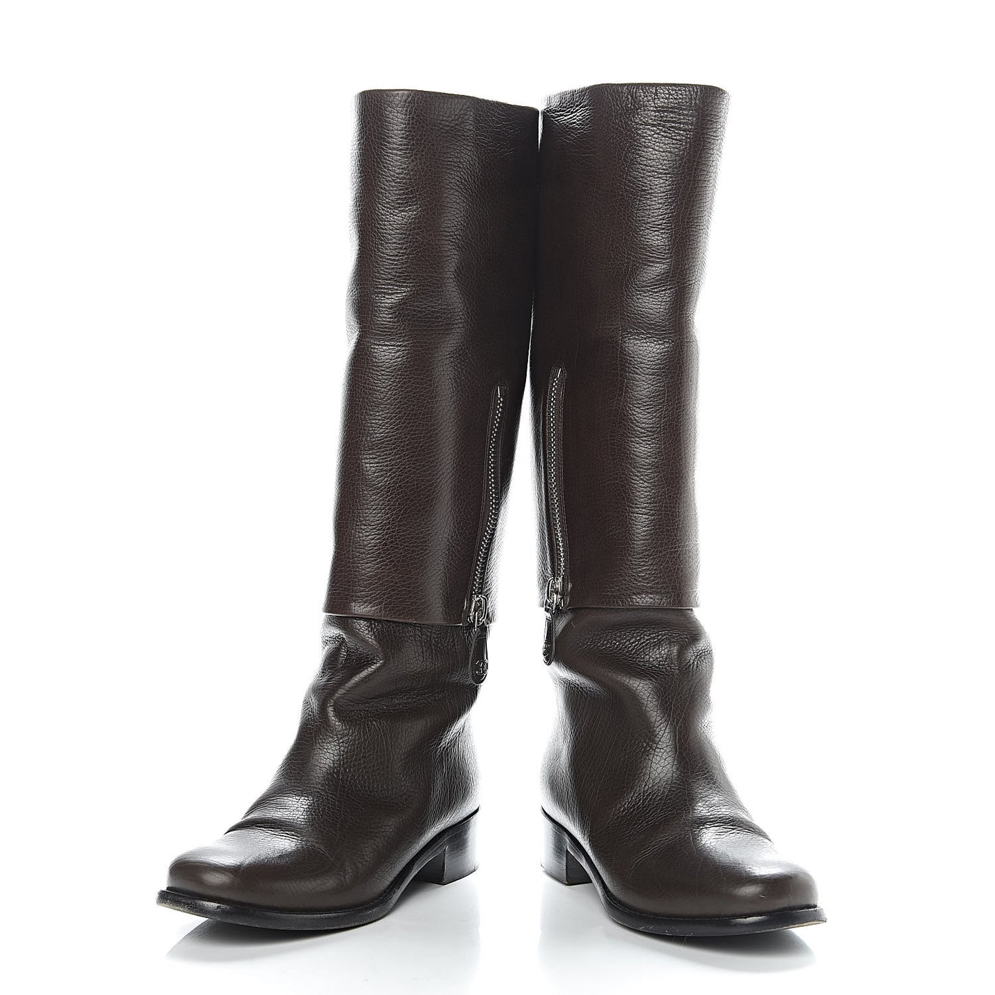 Calfskin High Boots 38 Dark Brown