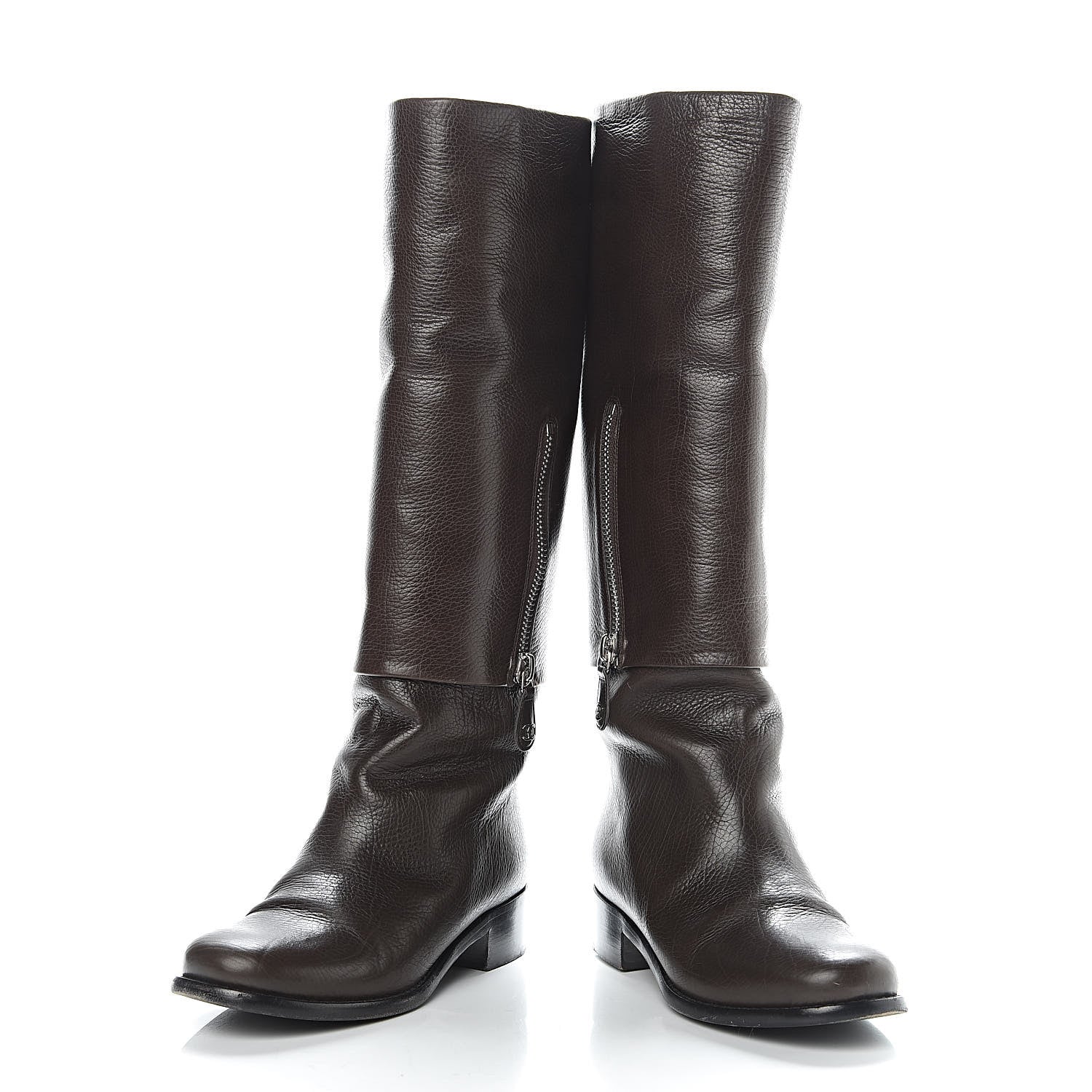 Chanel Calfskin High Boots 38 Dark Brown 6 of 15
