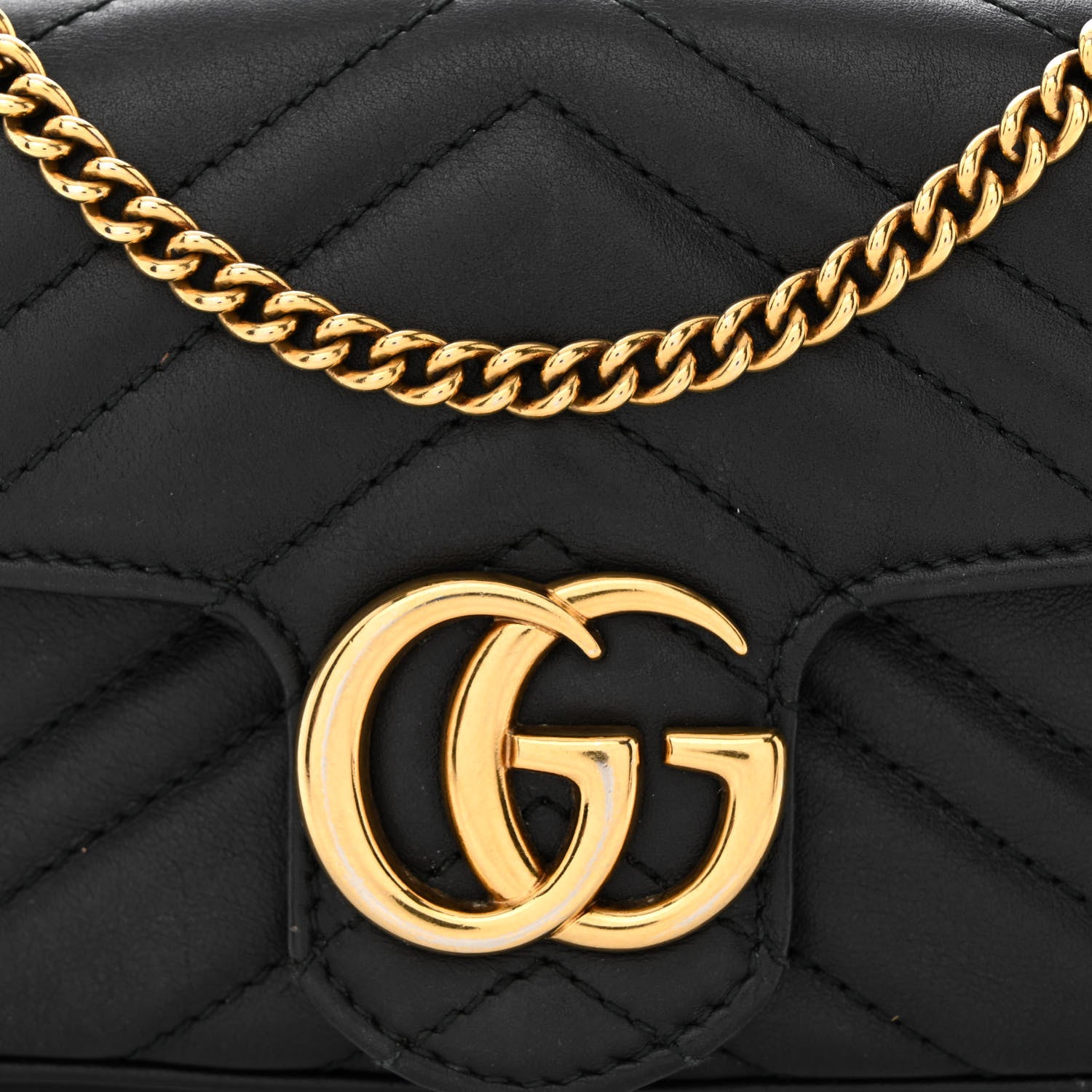 Gucci Calfskin Matelasse Super Mini GG Marmont Shoulder Bag Black 8 of 13