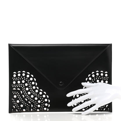 Alaia Calfskin Laser Cut Envelope Clutch Black 2 of 7