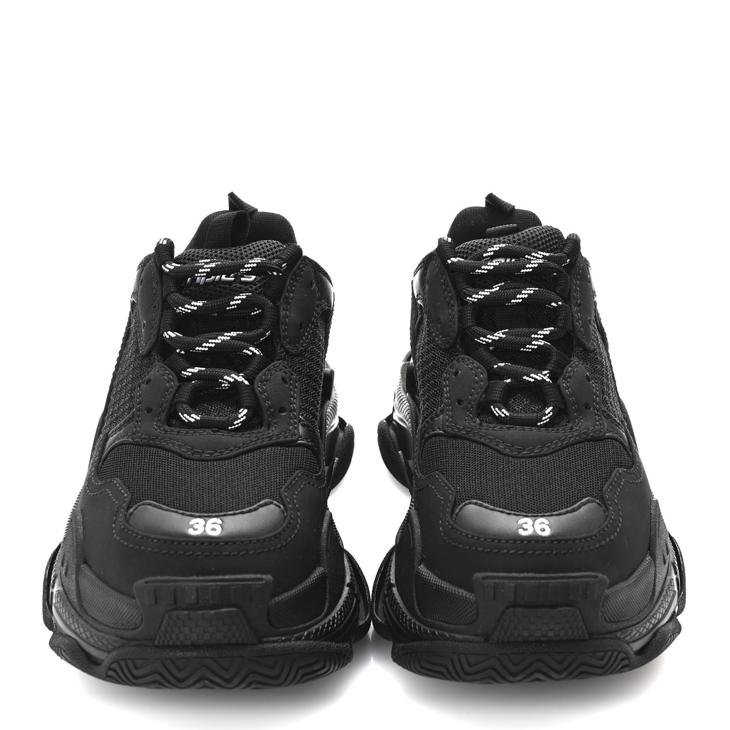 Fabric Mesh Womens Triple S Sneakers 36 Black