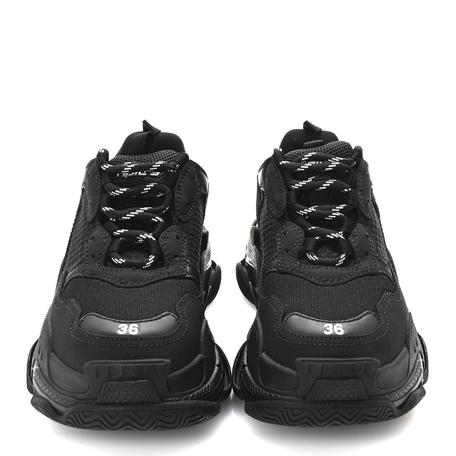 Balenciaga Fabric Mesh Womens Triple S Sneakers 36 Black 3 of 10