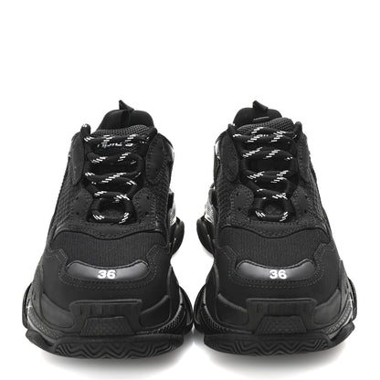 Balenciaga Fabric Mesh Womens Triple S Sneakers 36 Black 3 of 10