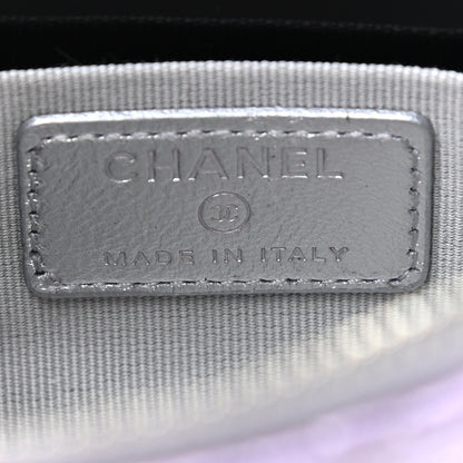 Chanel Gradient Metallic Calfskin Quilted Cosmetic Case Purple Blue Green 6 of 7