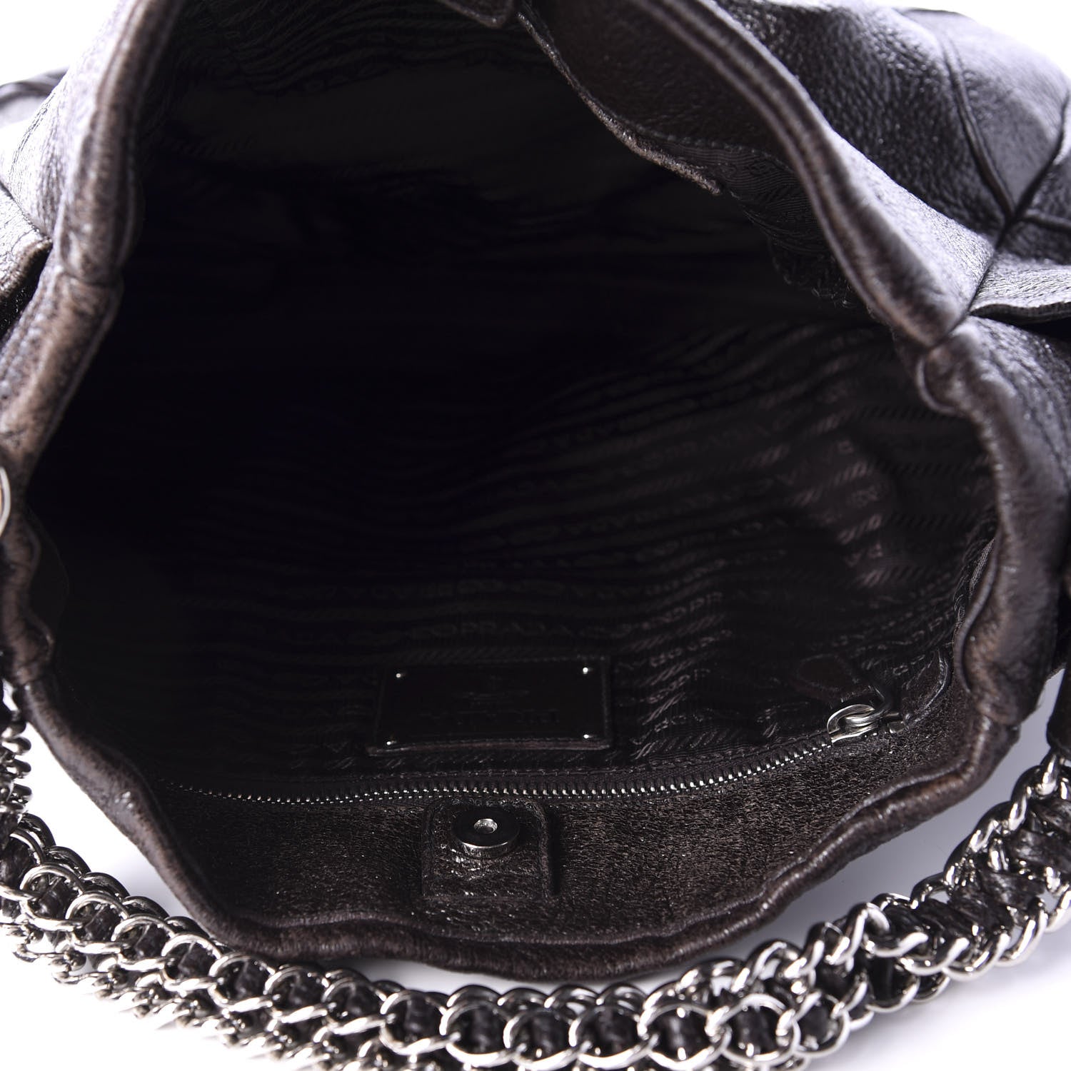 Prada Cervo Lux Chain Shoulder Bag Brown 5 of 10