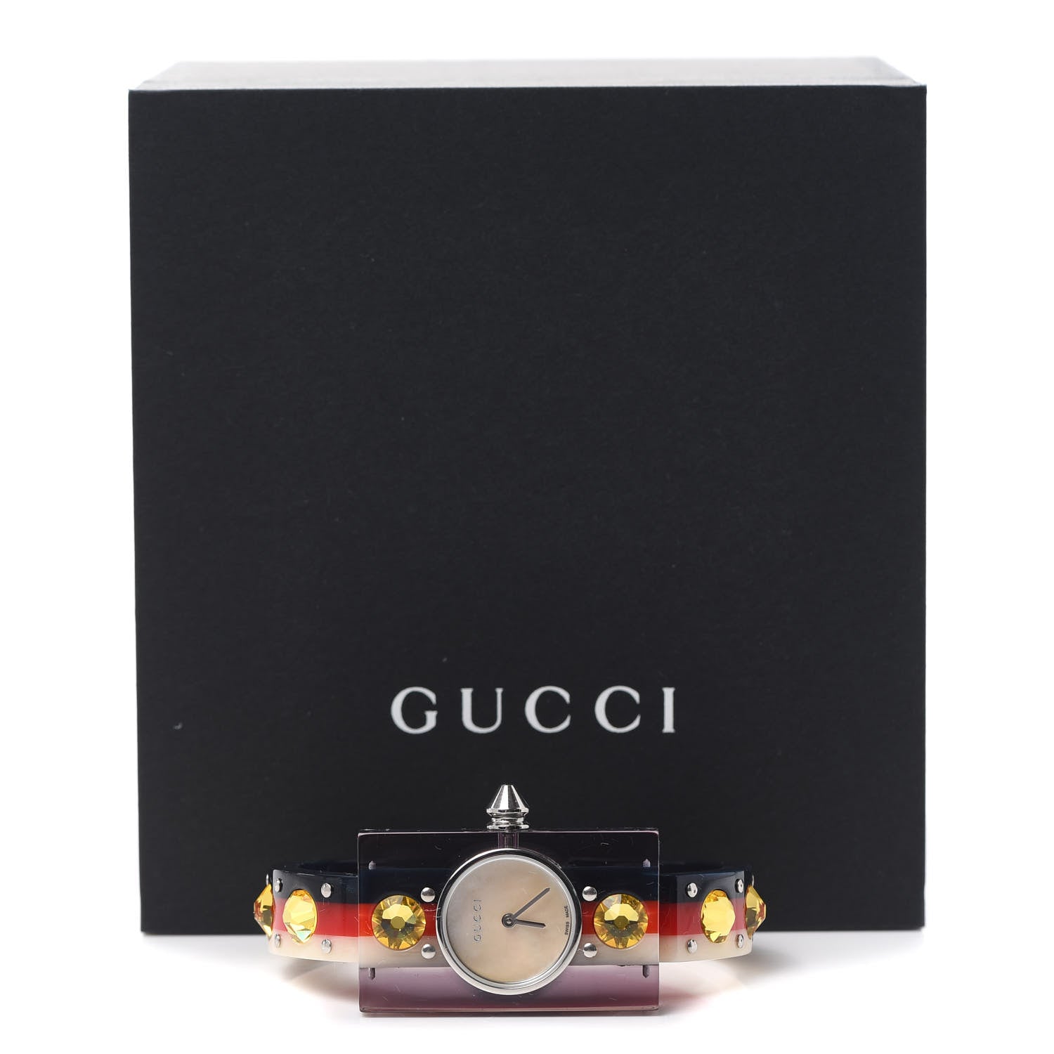 Gucci Stainless Steel Plexiglass Mother of Pearl 24mm Vintage Web Stud Quartz Watch 6 of 6