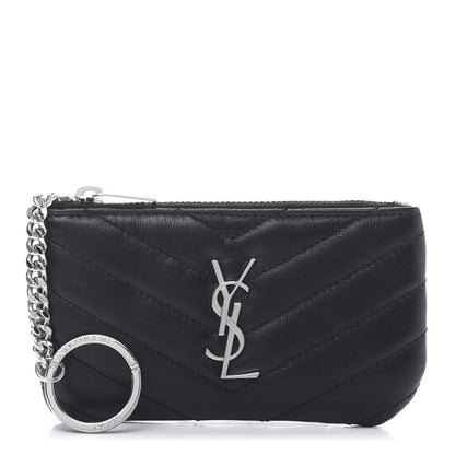Saint Laurent Calfskin Matelasse Monogram Key Pouch Black 1 of 11