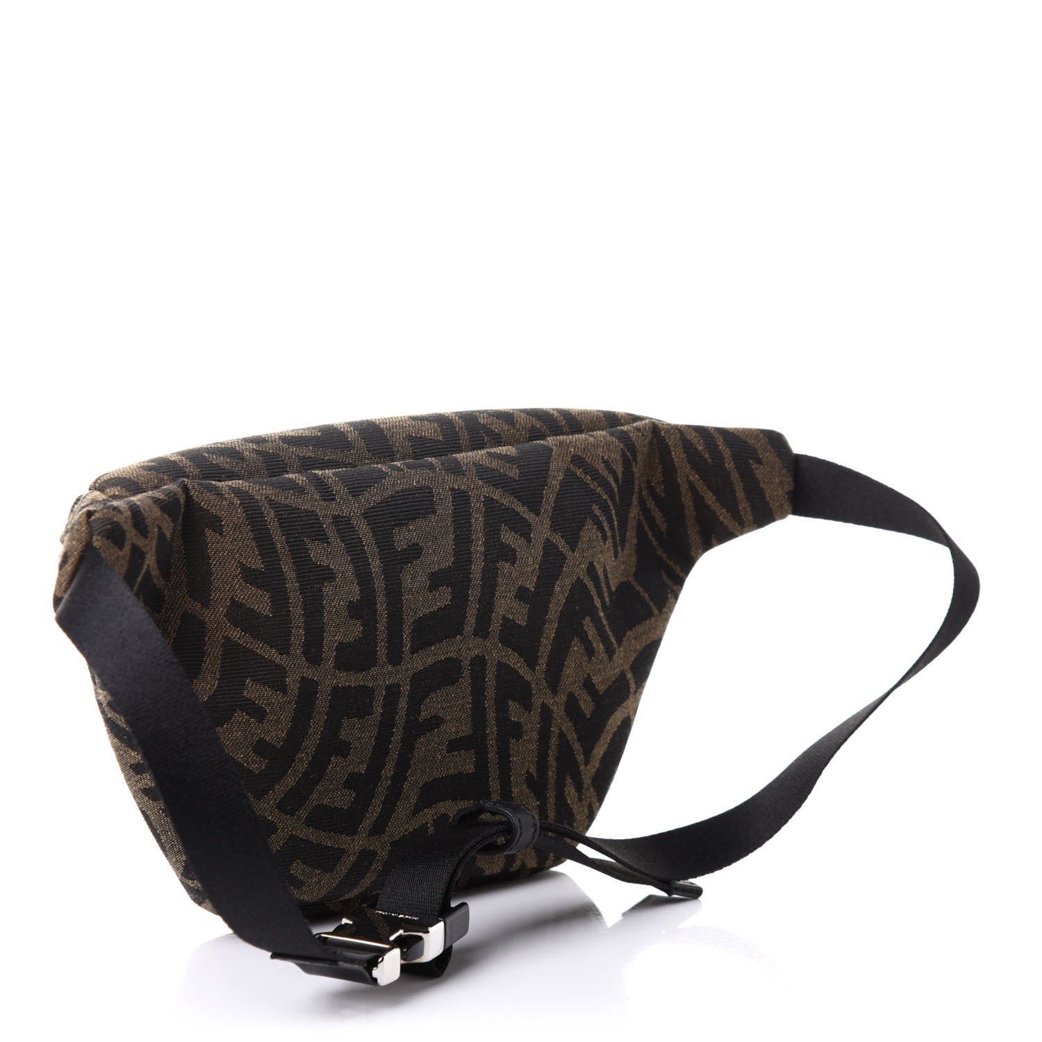 Fendi X SARAH COLEMAN Fabric Jacquard Vitello Century Matte FF Vertigo Kids Belt Bag Moro Black 8 of 15
