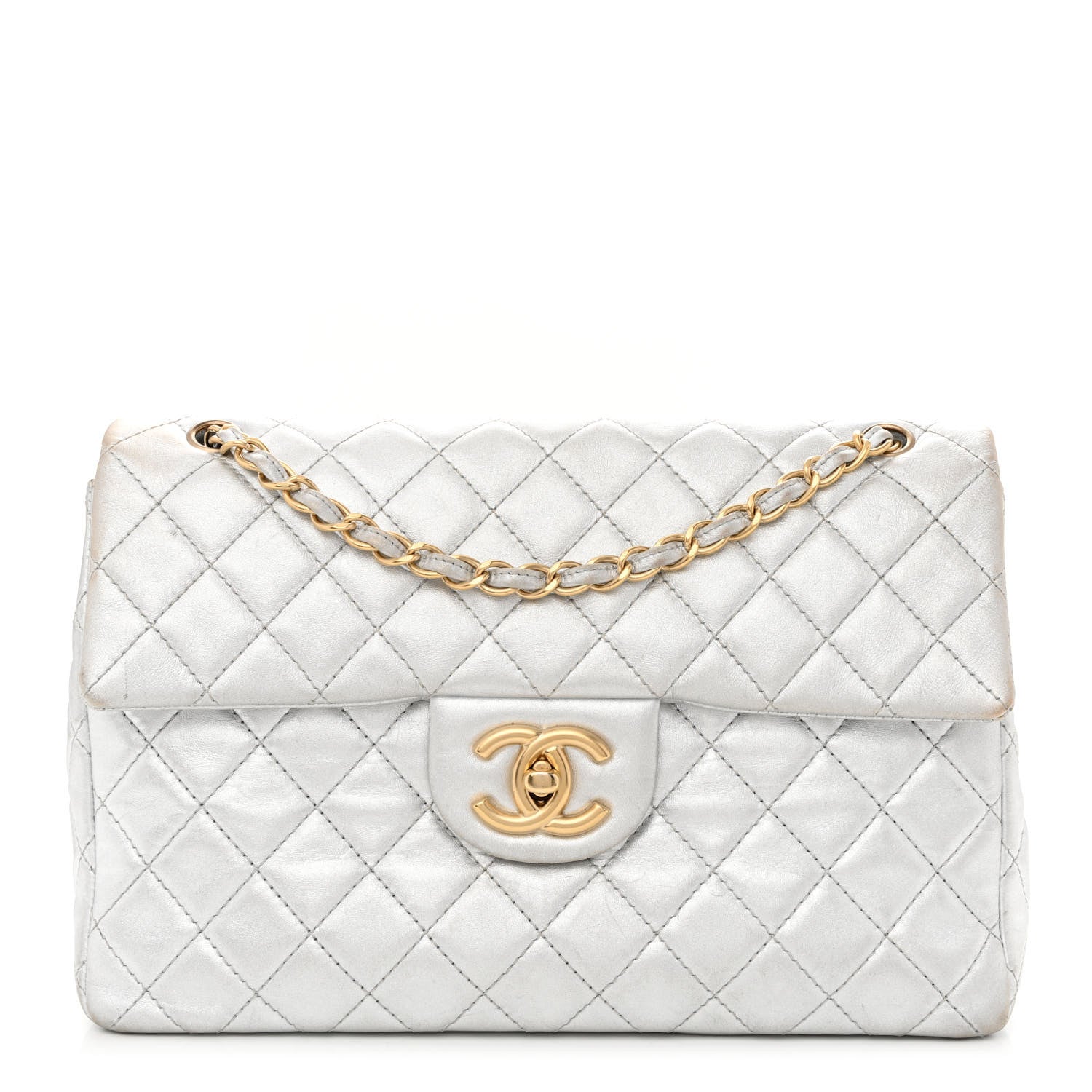 Chanel Metallic Lambskin Quilted Maxi Single Flap Silver 1 of 11