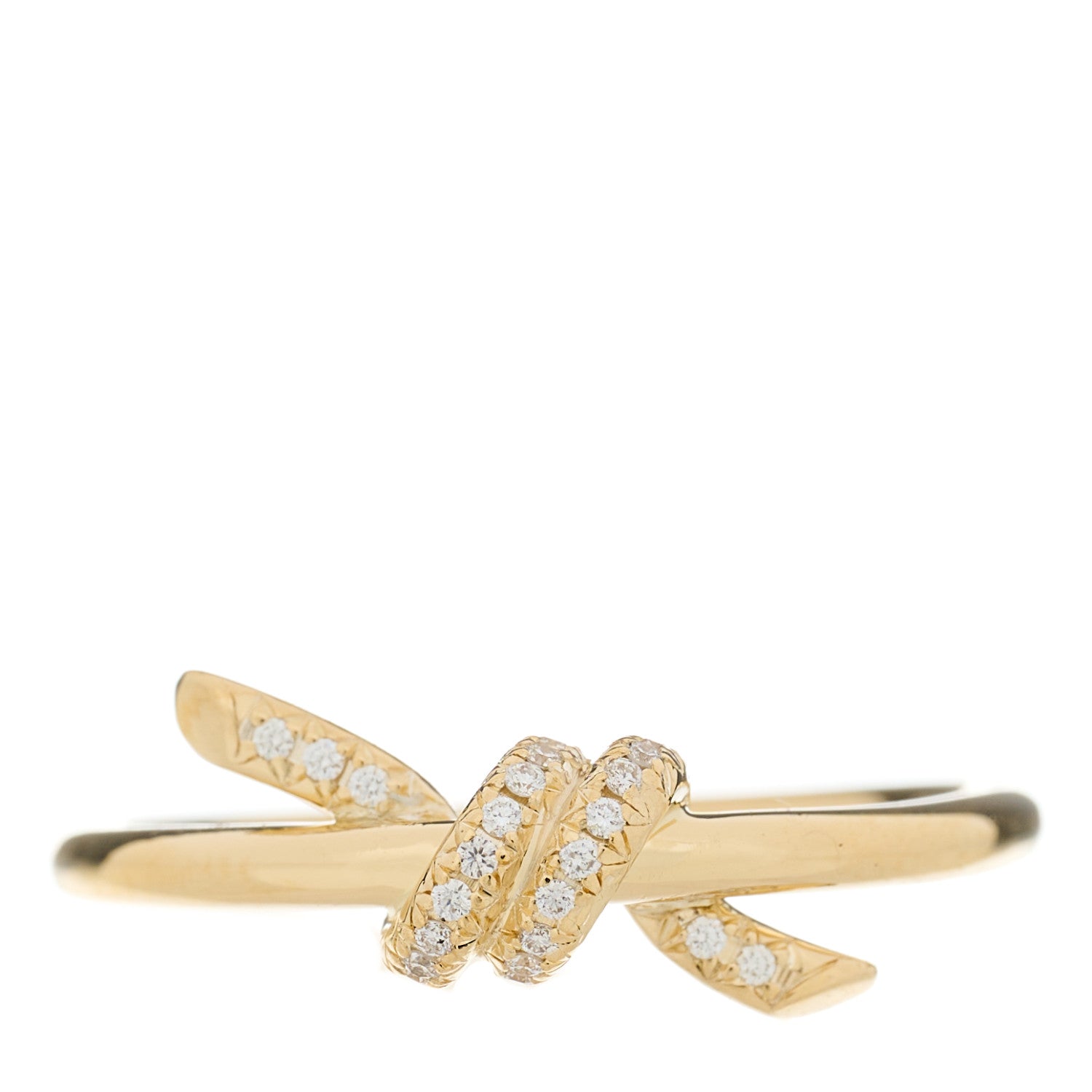 Tiffany 18K Yellow Gold Diamond Small Knot Ring 52 6 1 of 5