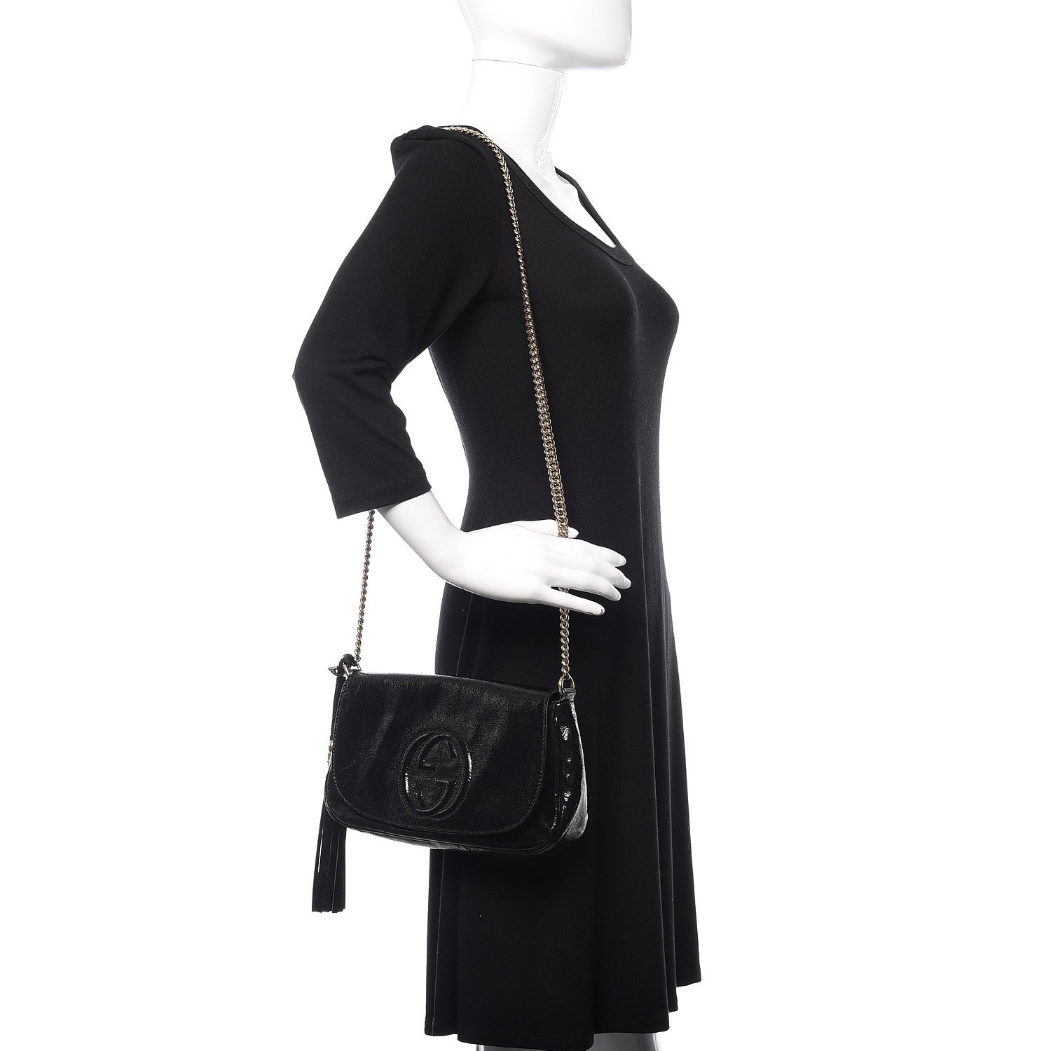 Gucci Patent Medium Soho Flap Crossbody Black 2 of 10