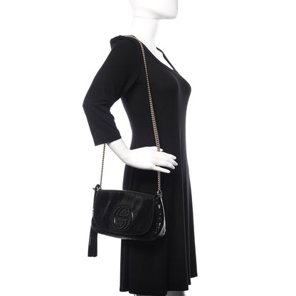 Gucci Patent Medium Soho Flap Crossbody Black 2 of 10