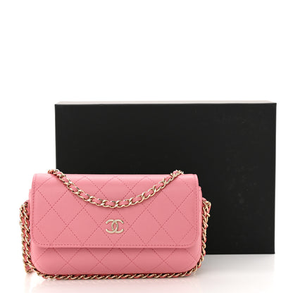 Chanel Calfskin Diamond Stitched Chain Around Flap Phone Holder Dark Pink 12 of 12
