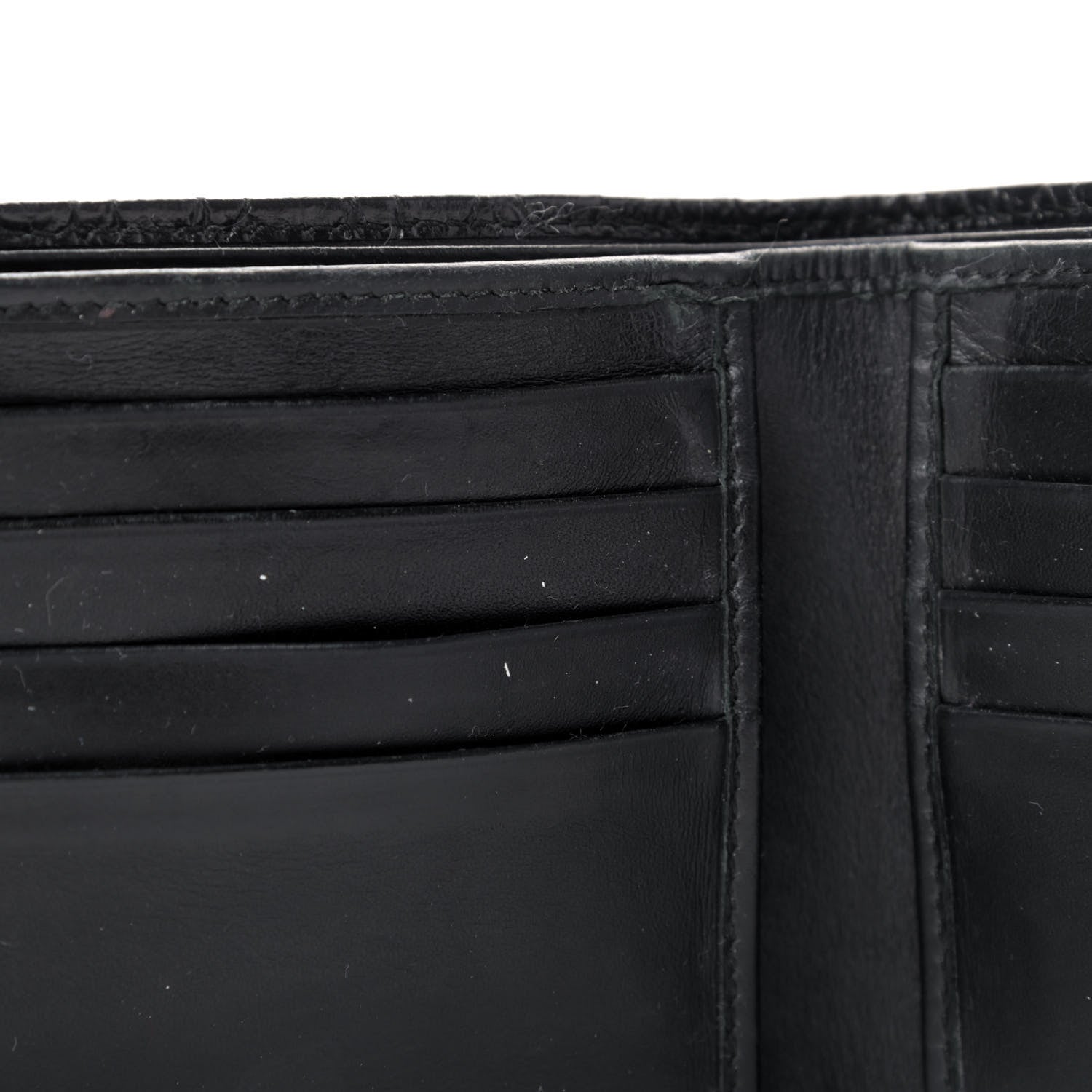 Prada Calfskin Crocodile Embossed Billfold Wallet Black 5 of 6