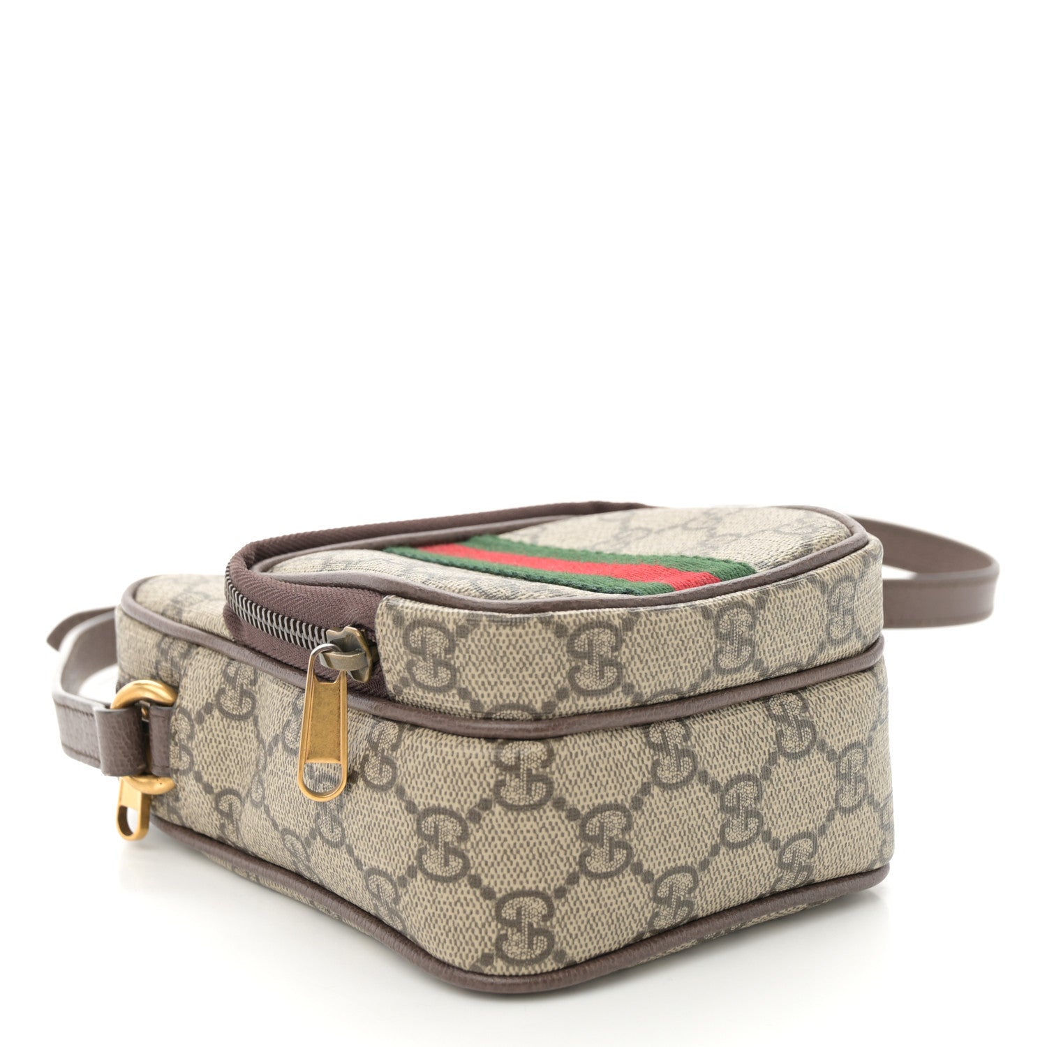 Gucci GG Supreme Monogram Web Mini Ophidia Double Zip Messenger Bag Beige New Acero 4 of 11