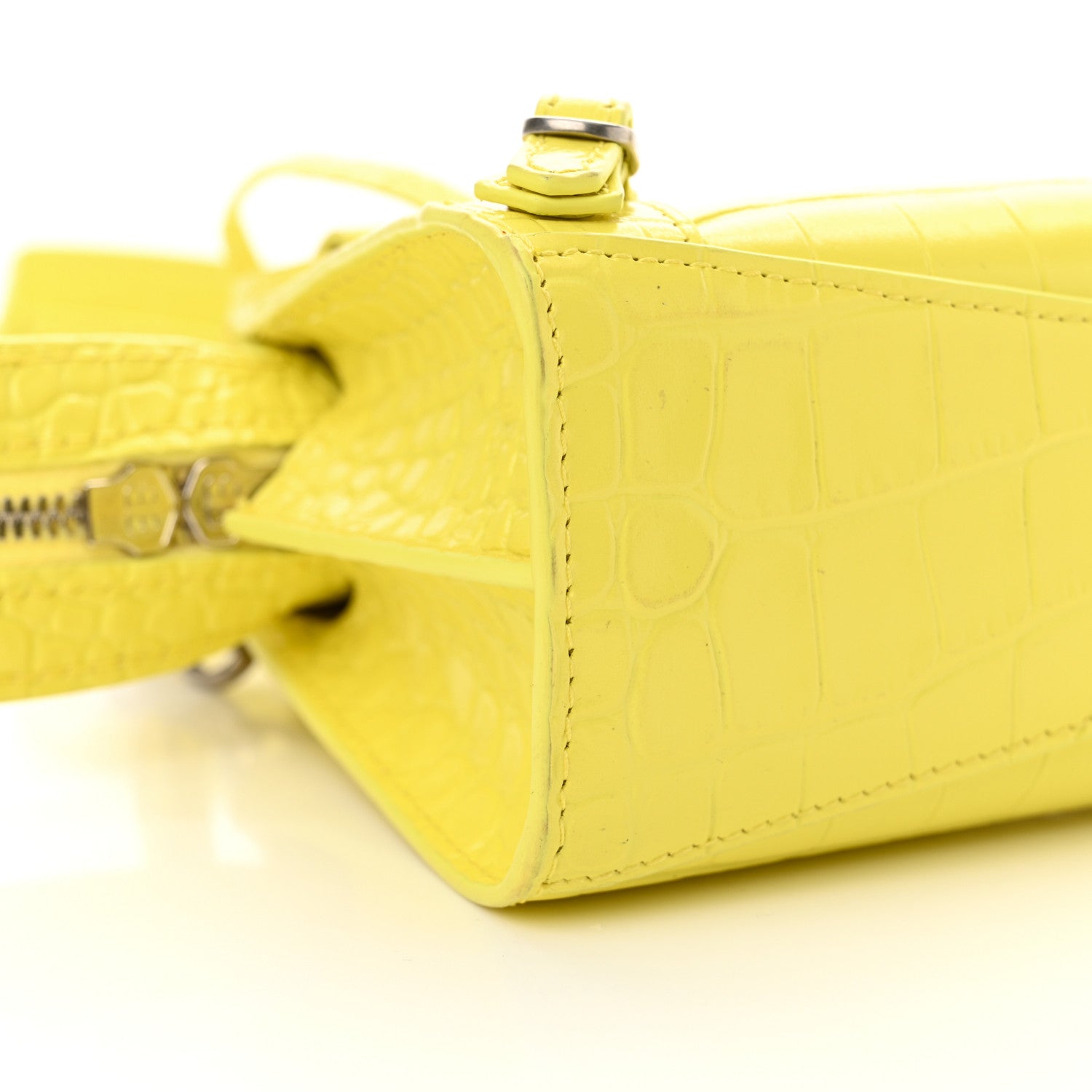 Balenciaga Calfskin Crocodile Embossed Neo Classic Hardware Nano City Crossbody Light Yellow 9 of 16