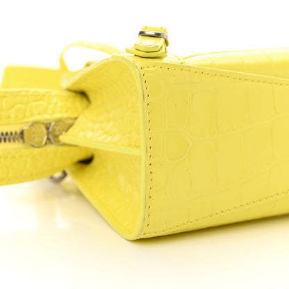 Balenciaga Calfskin Crocodile Embossed Neo Classic Hardware Nano City Crossbody Light Yellow 9 of 16