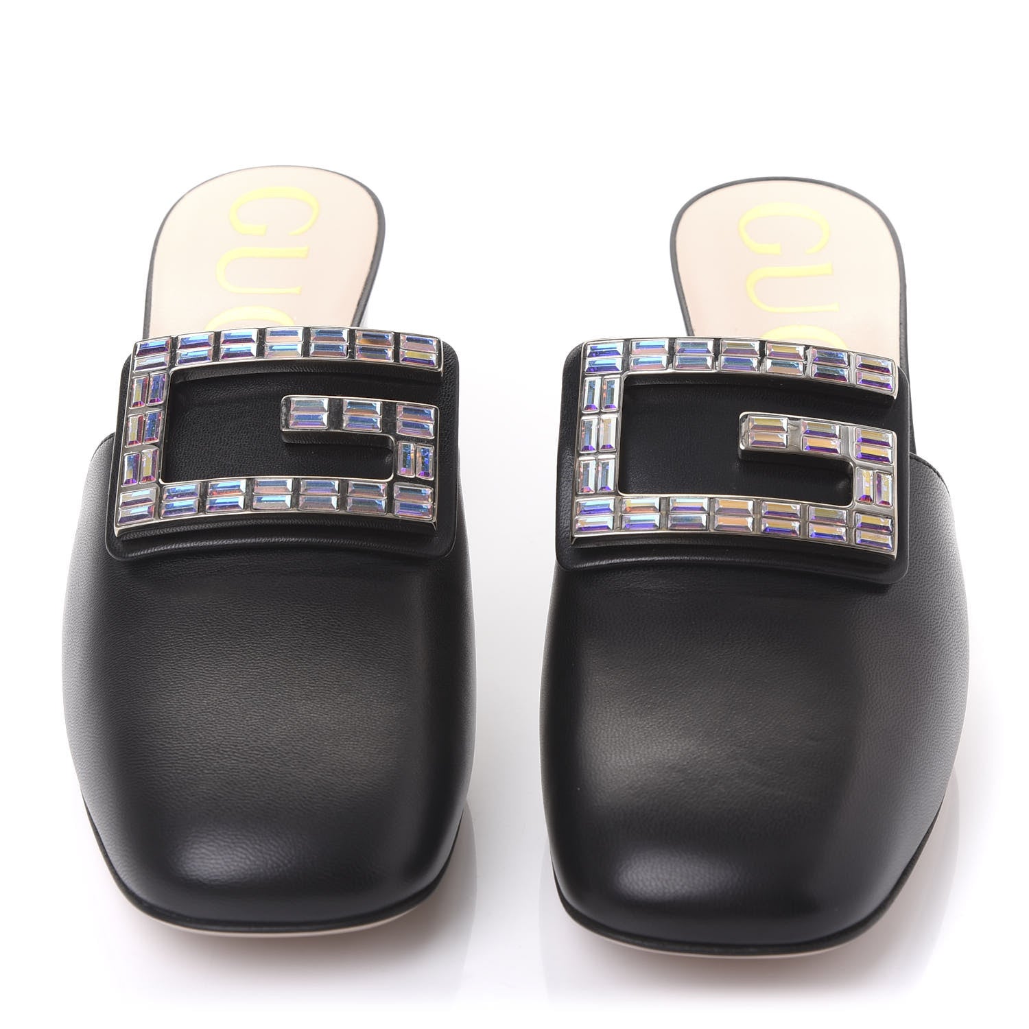 Gucci Malaga Kid Crystal Square G Madelyn Mules 37 Black 2 of 9