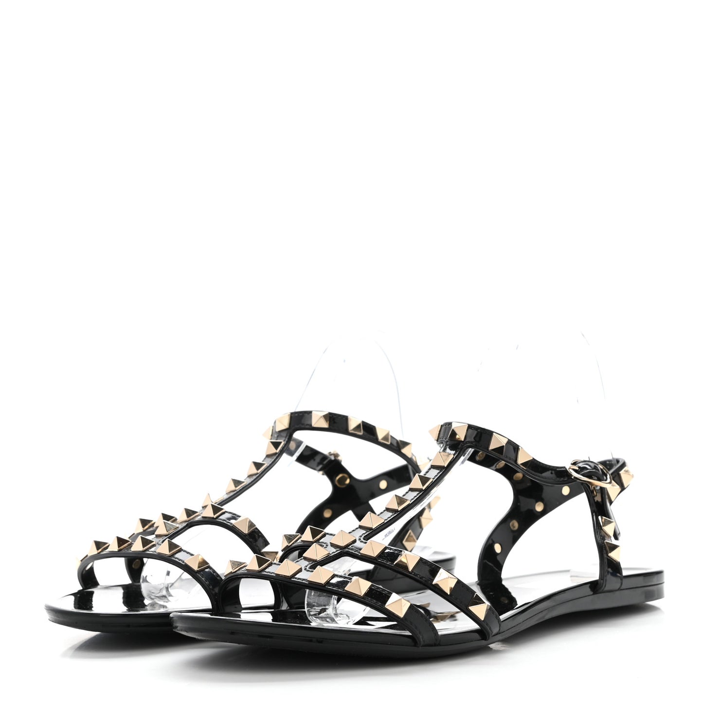 PVC Jelly Rockstud Caged Sandals 40 Black