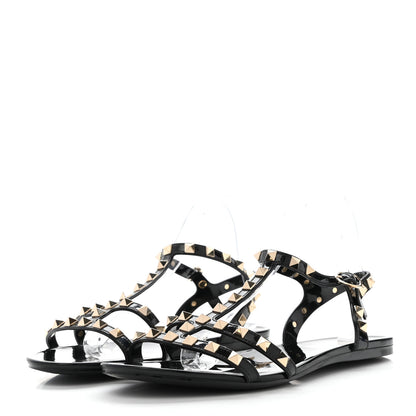 Valentino Garavani PVC Jelly Rockstud Caged Sandals 40 Black 3 of 9