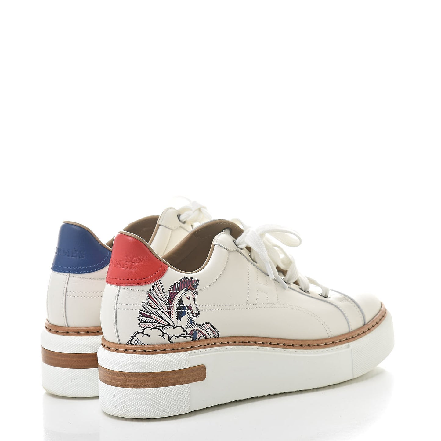 Calfskin Pegase Pop Polo Sneakers 37.5 Multicolor White