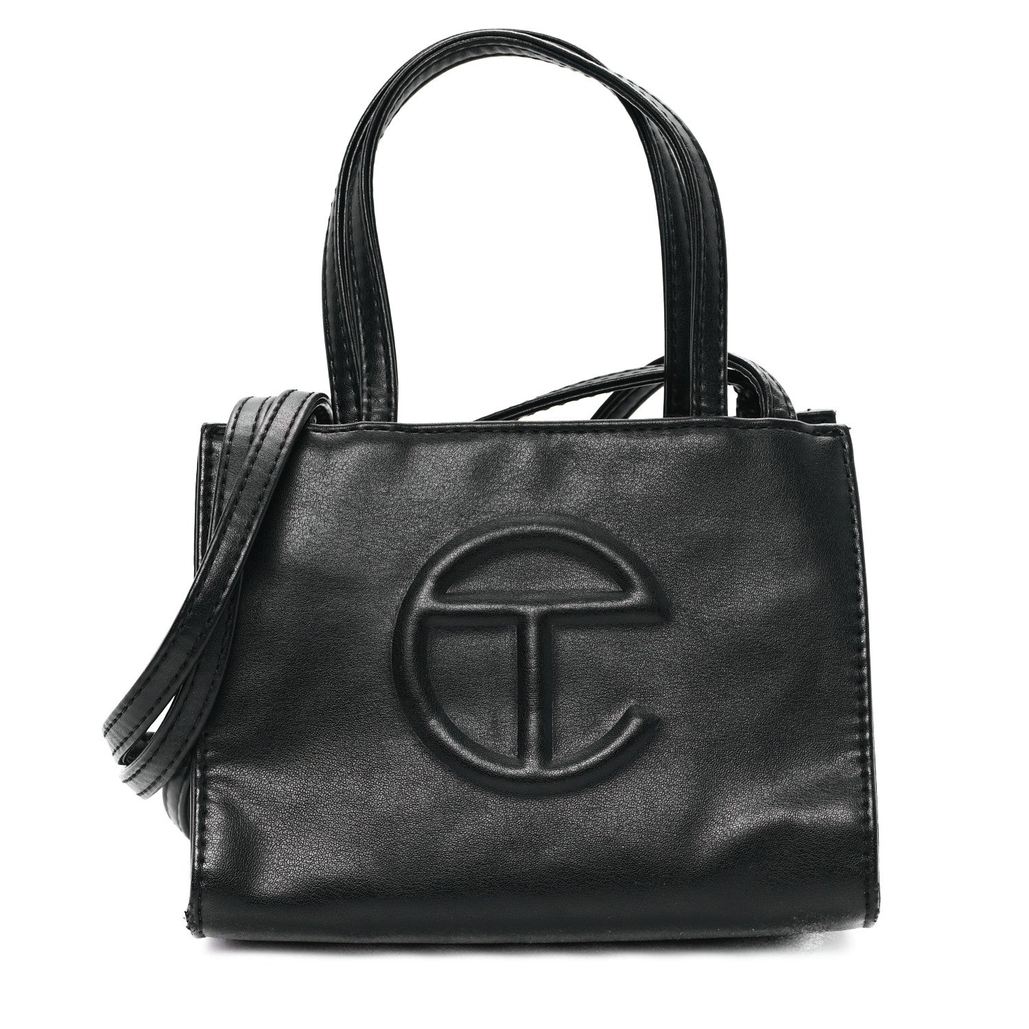 Telfar Vegan Leather Small Shopping Bag Black 1678700 – FASHIONPHILE