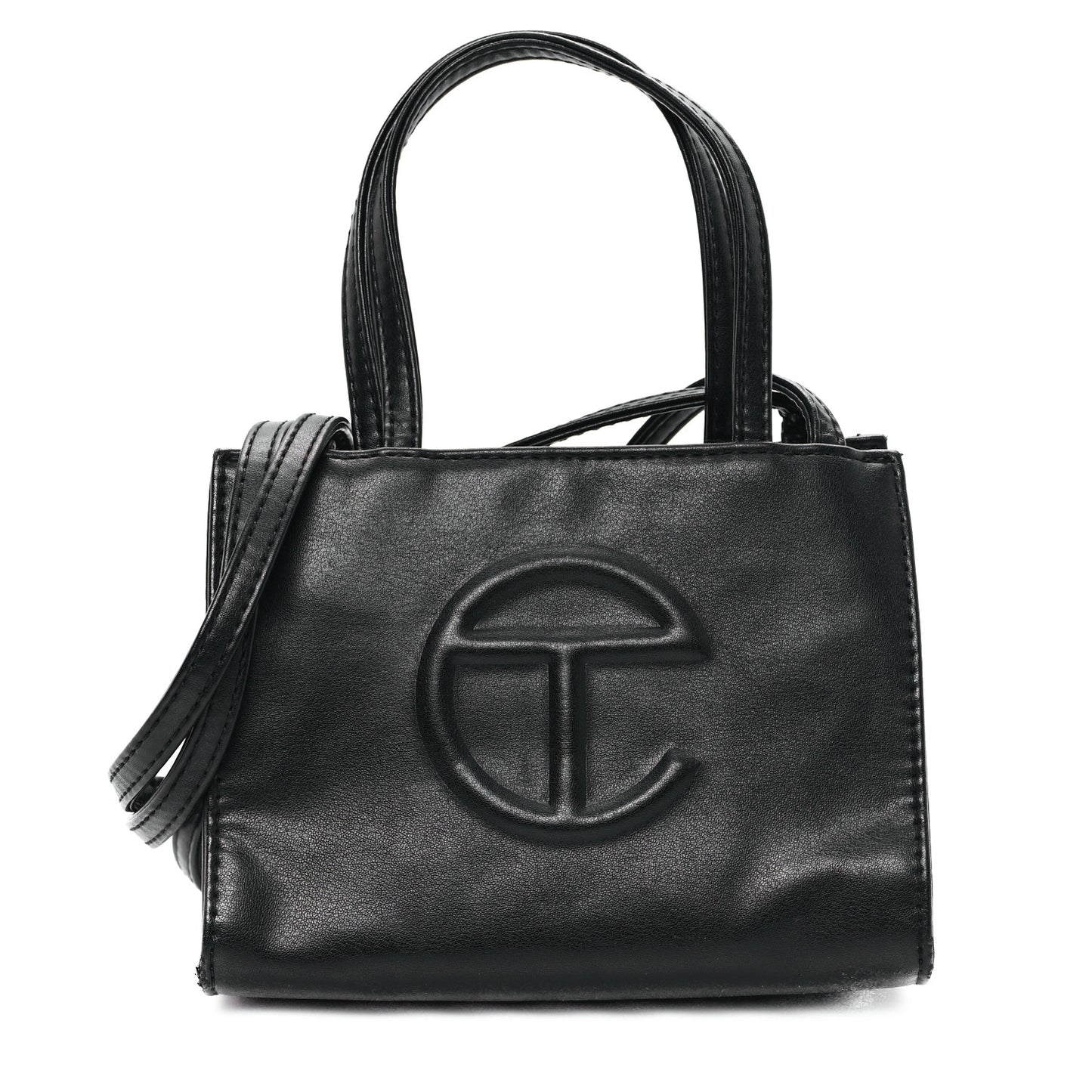 Vegan Leather Small Shopping Bag Black