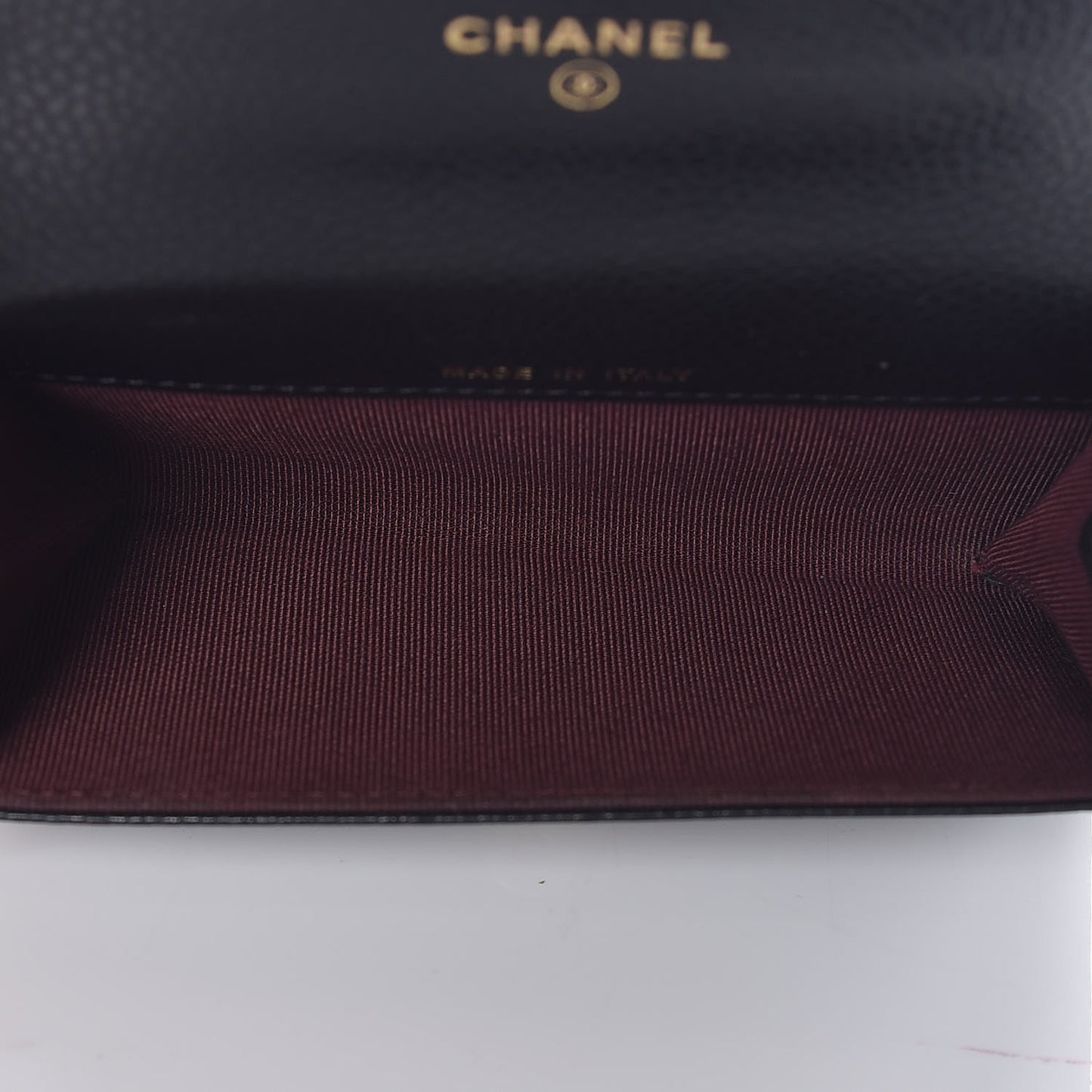 Caviar Quilted Flap Card Holder Black