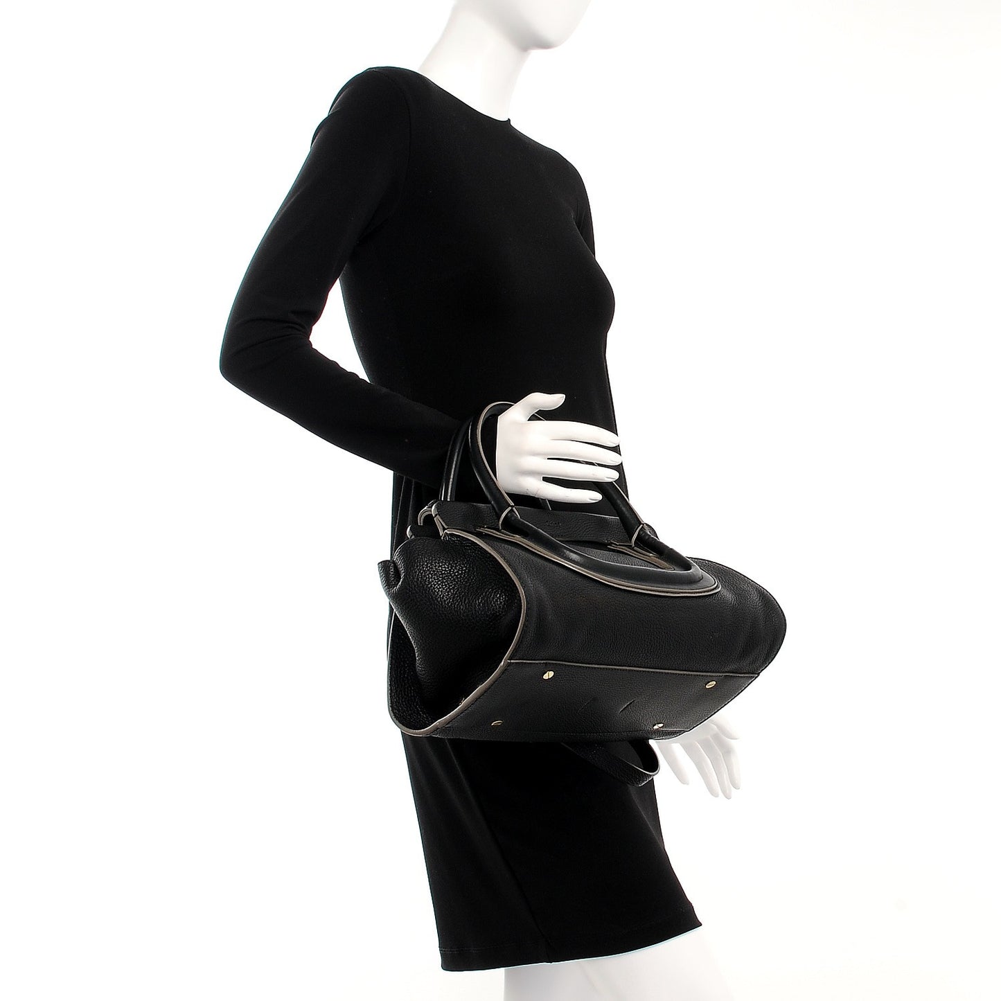 Calfskin Medium Everston Satchel Black
